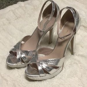 Silver heels with ankle strap